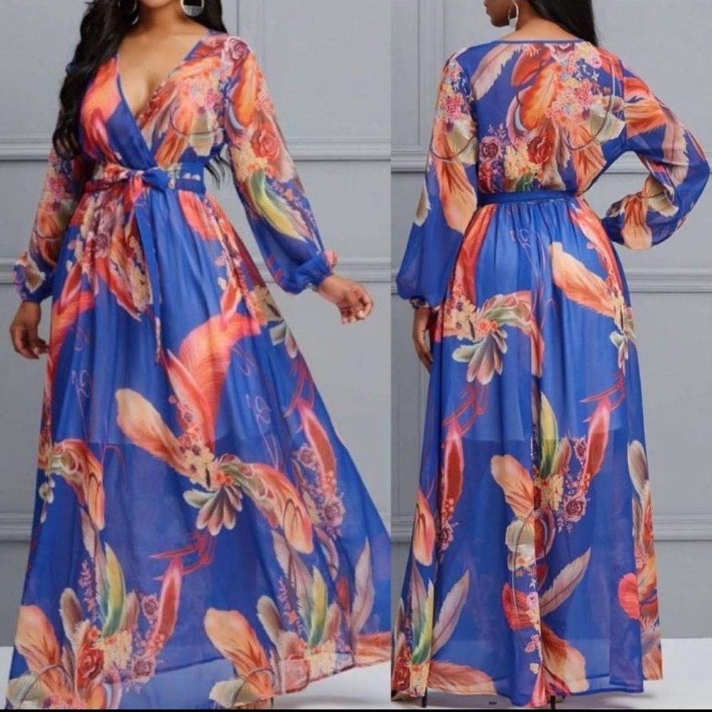 Floral Blue Maxi Dress